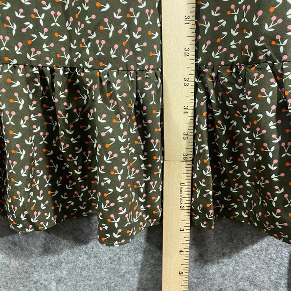 Boden Mini Dress 16 Green Floral Cynthia Ruffled A-Line Belted Plus Size - Picture 12 of 13